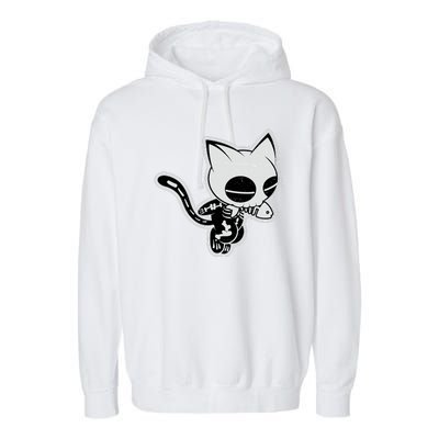 Funny Halloween Cute Ghost Skelekat Garment-Dyed Fleece Hoodie