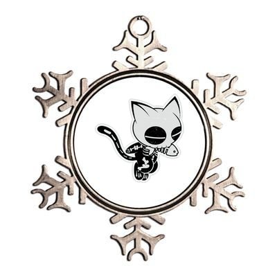 Funny Halloween Cute Ghost Skelekat Metallic Star Ornament