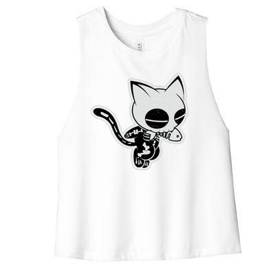 Funny Halloween Cute Ghost Skelekat Women's Racerback Cropped Tank