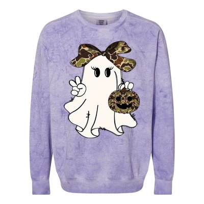 Funny Halloween Camouflage Camo Ghost Hello Hunting Season Colorblast Crewneck Sweatshirt