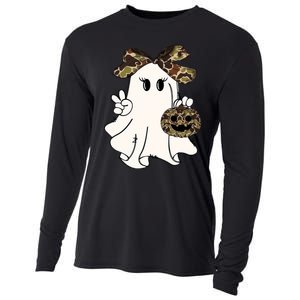 Funny Halloween Camouflage Camo Ghost Hello Hunting Season Cooling Performance Long Sleeve Crew