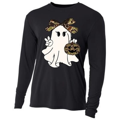 Funny Halloween Camouflage Camo Ghost Hello Hunting Season Cooling Performance Long Sleeve Crew