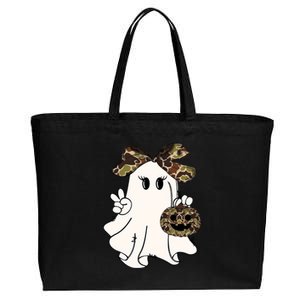 Funny Halloween Camouflage Camo Ghost Hello Hunting Season Cotton Canvas Jumbo Tote