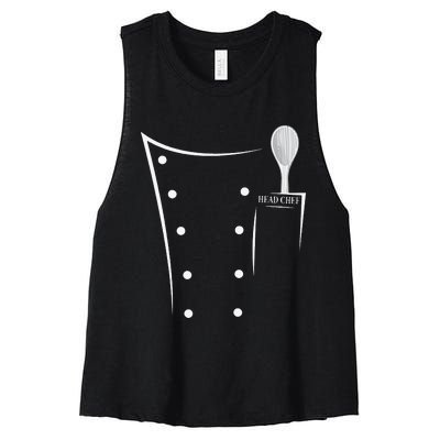 Funny head chef chef jacket chef cooking Women's Racerback Cropped Tank