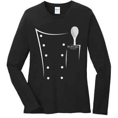 Funny head chef chef jacket chef cooking Ladies Long Sleeve Shirt