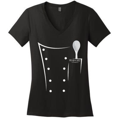 Funny head chef chef jacket chef cooking Women's V-Neck T-Shirt