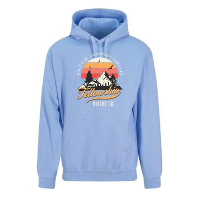 Fellowship Hiking Co An Epic Journey Awaits Black Fantasy Unisex Surf Hoodie