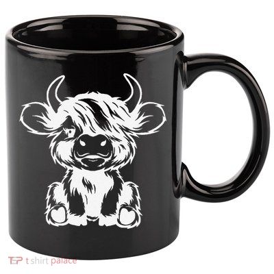 Funny Highland Cow Gift 11oz C Handle Ceramic Mug
