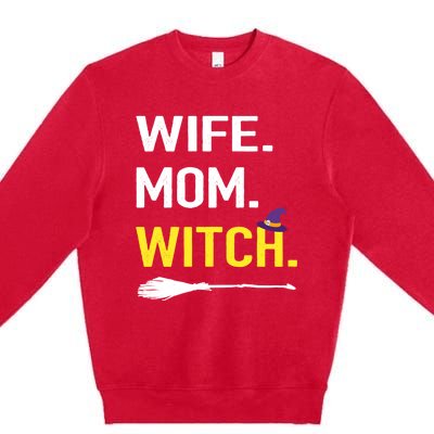 Funny Halloween Costume Gift Mommy Wife Mom Witch Gift Premium Crewneck Sweatshirt