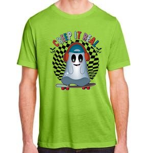 Funny Halloween Creep It Real Skateboarding Ghost Adult ChromaSoft Performance T-Shirt