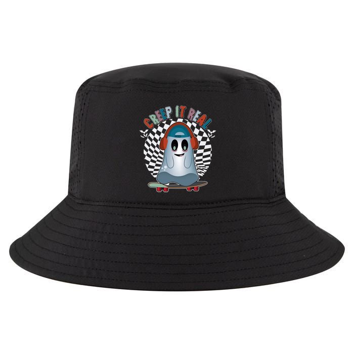 Funny Halloween Creep It Real Skateboarding Ghost Cool Comfort Performance Bucket Hat