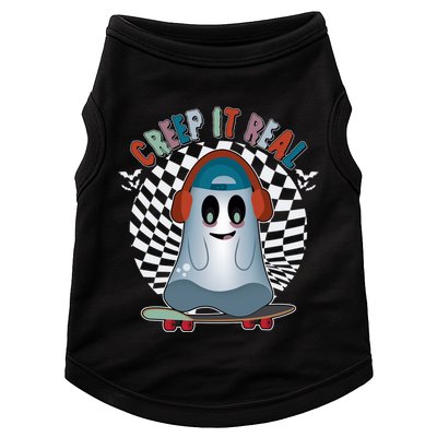 Funny Halloween Creep It Real Skateboarding Ghost Doggie Tank