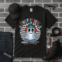 Funny Halloween Creep It Real Skateboarding Ghost Tall T-Shirt