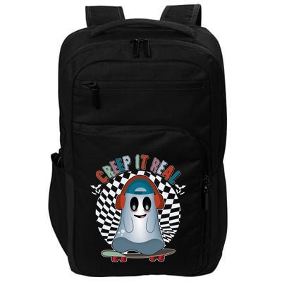 Funny Halloween Creep It Real Skateboarding Ghost Impact Tech Backpack