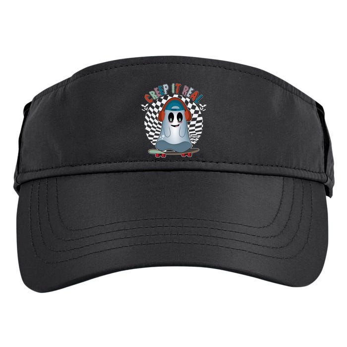 Funny Halloween Creep It Real Skateboarding Ghost Adult Drive Performance Visor
