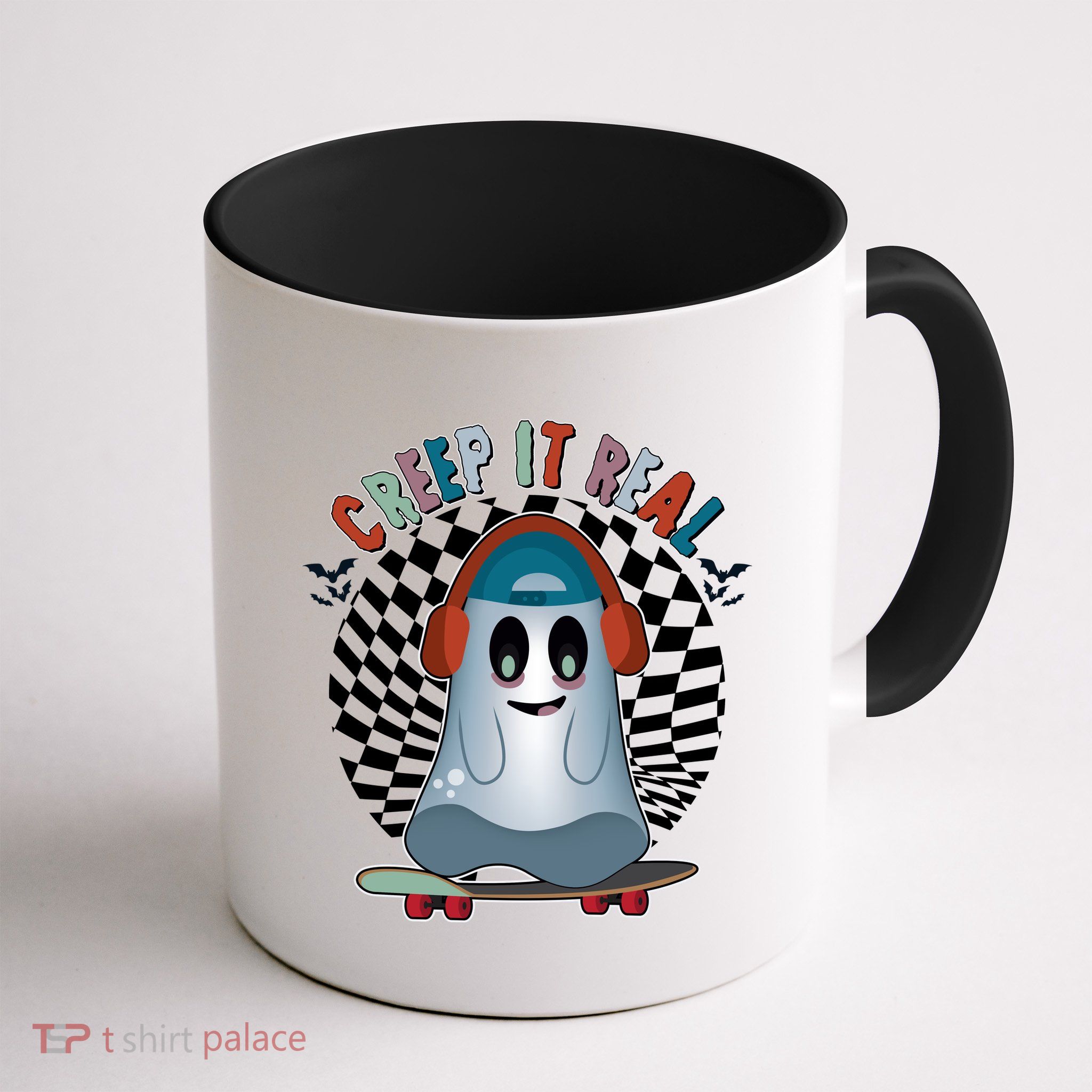 Funny Halloween Creep It Real Skateboarding Ghost Mug