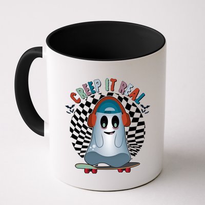 Funny Halloween Creep It Real Skateboarding Ghost Mug
