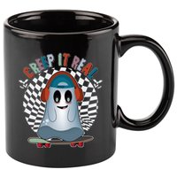Funny Halloween Creep It Real Skateboarding Ghost 11oz C Handle Ceramic Mug