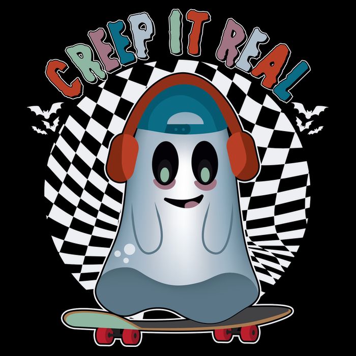 Funny Halloween Creep It Real Skateboarding Ghost Drawstring Bag