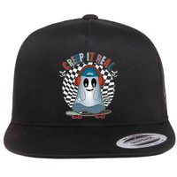 Funny Halloween Creep It Real Skateboarding Ghost Flat Bill Trucker Hat
