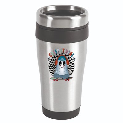 Funny Halloween Creep It Real Skateboarding Ghost 16oz Travel Tumbler