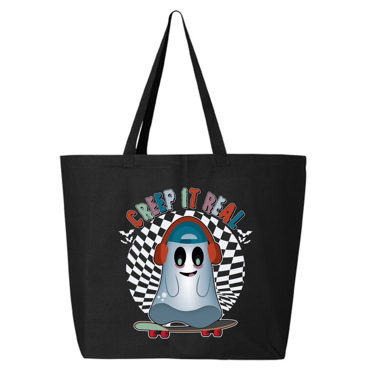 Funny Halloween Creep It Real Skateboarding Ghost 25L Jumbo Tote