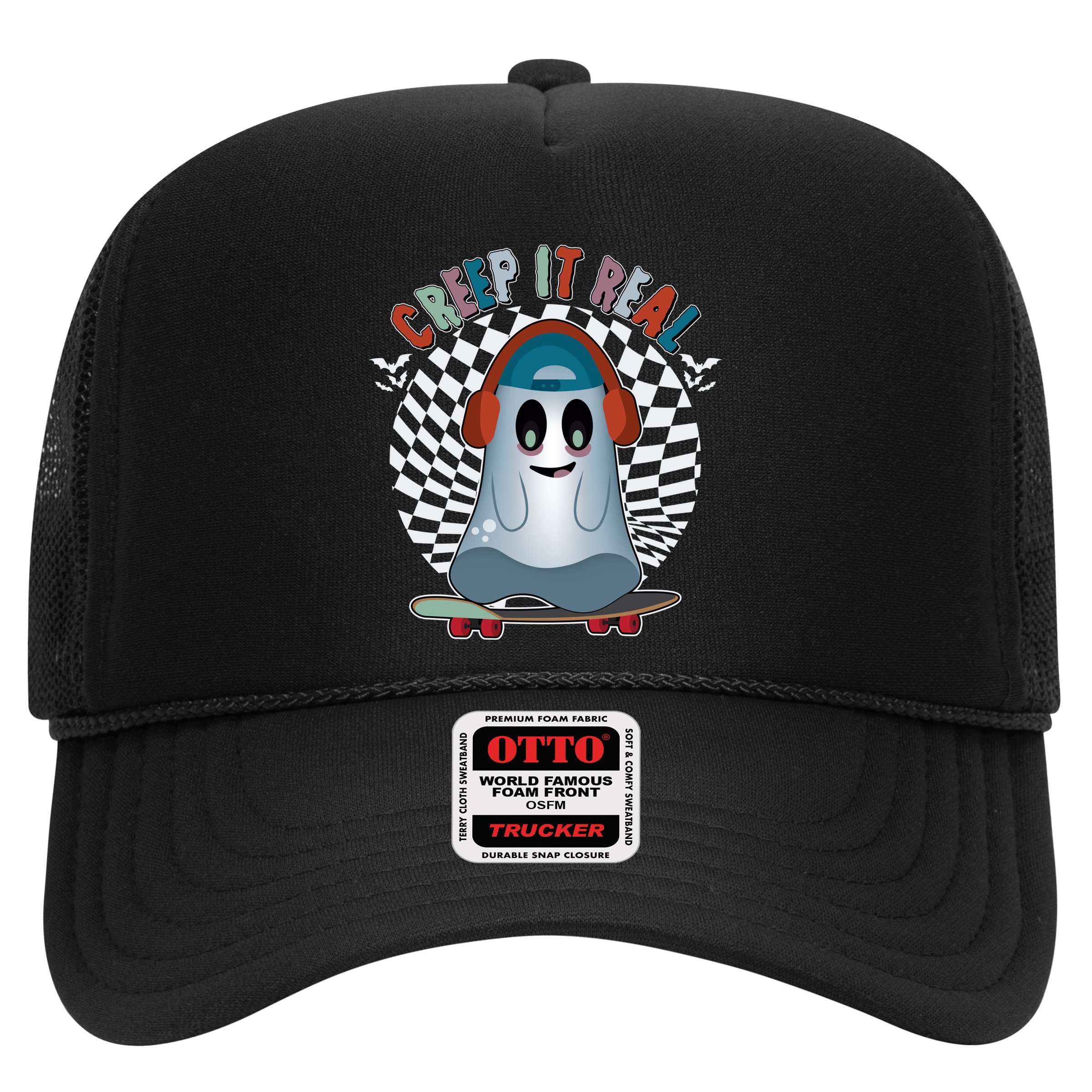 Funny Halloween Creep It Real Skateboarding Ghost Hat