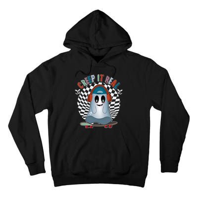 Funny Halloween Creep It Real Skateboarding Ghost Tall Hoodie