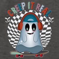 Funny Halloween Creep It Real Skateboarding Ghost Vector Backpack