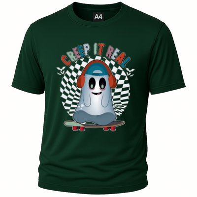 Funny Halloween Creep It Real Skateboarding Ghost Performance Shirt