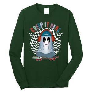 Funny Halloween Creep It Real Skateboarding Ghost Long Sleeve Shirt