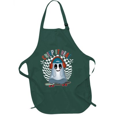 Funny Halloween Creep It Real Skateboarding Ghost Apron