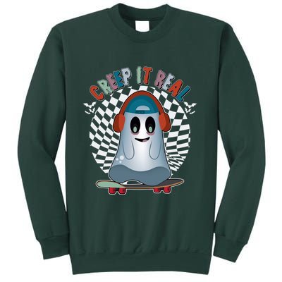 Funny Halloween Creep It Real Skateboarding Ghost Sweatshirt