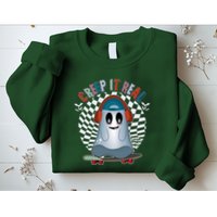Funny Halloween Creep It Real Skateboarding Ghost Sweatshirt