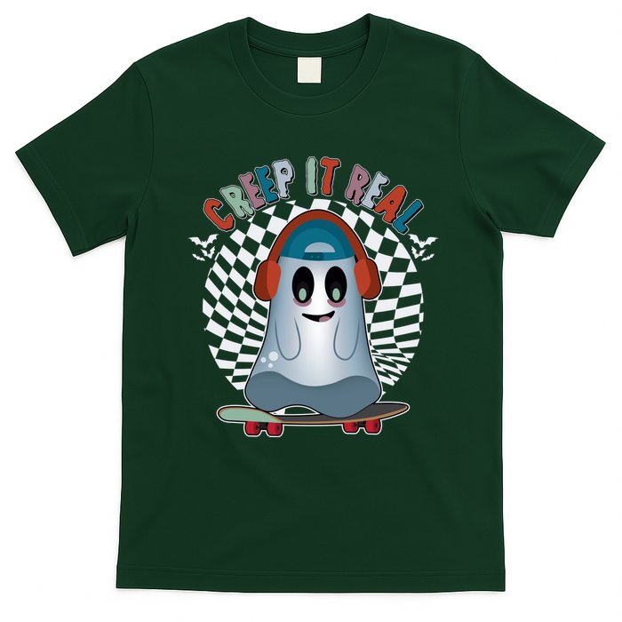 Funny Halloween Creep It Real Skateboarding Ghost T-Shirt