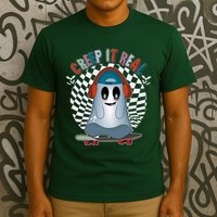Funny Halloween Creep It Real Skateboarding Ghost T-Shirt
