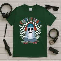 Funny Halloween Creep It Real Skateboarding Ghost T-Shirt