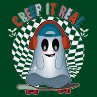 Funny Halloween Creep It Real Skateboarding Ghost T-Shirt