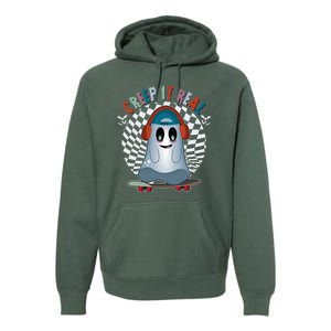 Funny Halloween Creep It Real Skateboarding Ghost Premium Hoodie