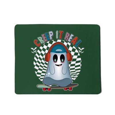 Funny Halloween Creep It Real Skateboarding Ghost Mousepad
