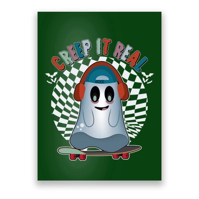 Funny Halloween Creep It Real Skateboarding Ghost Poster