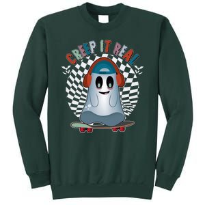 Funny Halloween Creep It Real Skateboarding Ghost Tall Sweatshirt