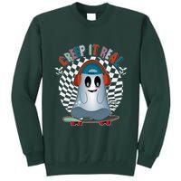 Funny Halloween Creep It Real Skateboarding Ghost Tall Sweatshirt