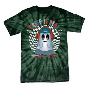 Funny Halloween Creep It Real Skateboarding Ghost Tie-Dye T-Shirt