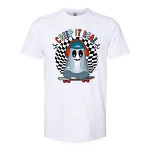 Funny Halloween Creep It Real Skateboarding Ghost Softstyle CVC T-Shirt