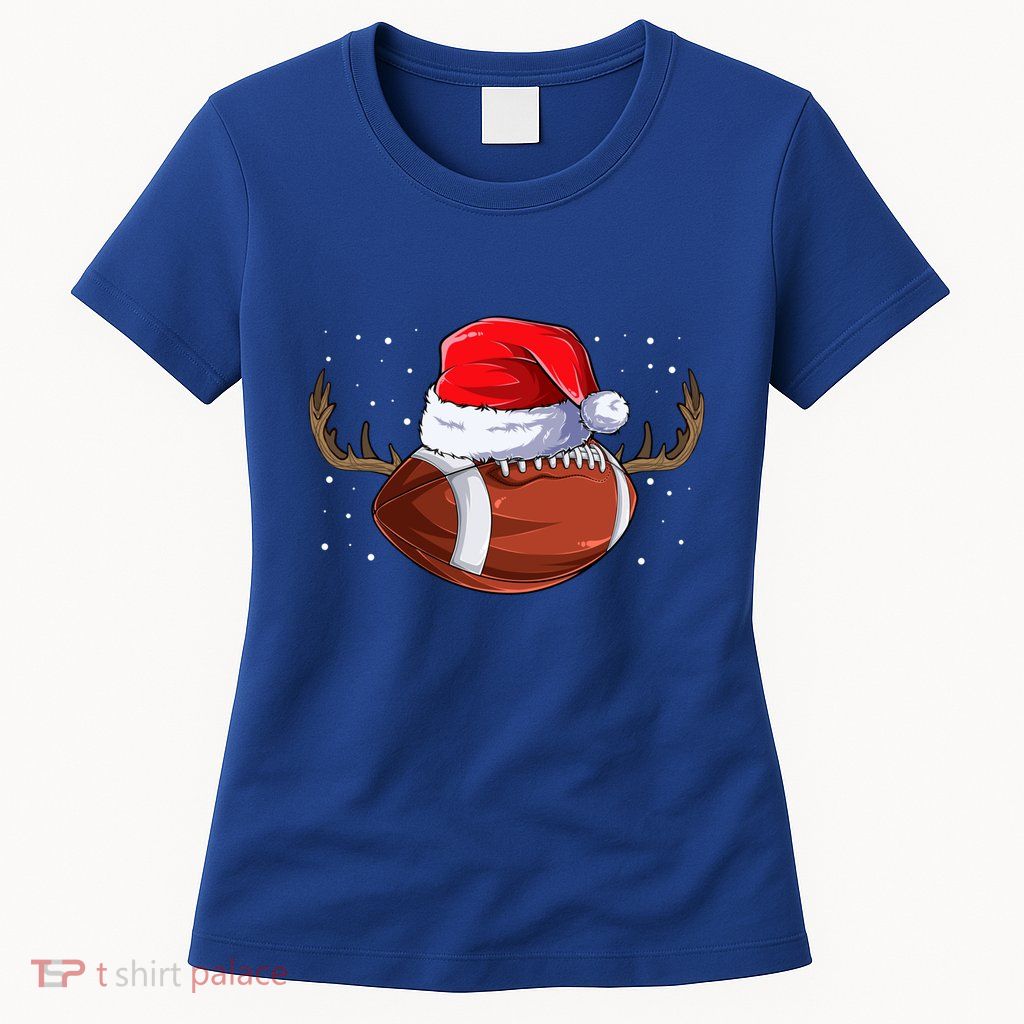Funny Holiday Cool Gift Christmas Football Reindeer Cute Gift Womens T-Shirt