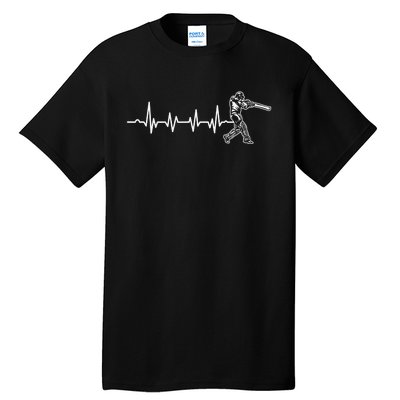 Funny Heartbeat Cricket Player Cricketer Bowler Pitch Tall T-Shirt