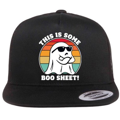 Funny Halloween Cool Boo Ghost Costume This Is Some Boo Sheet Flat Bill Trucker Hat