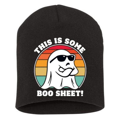 Funny Halloween Cool Boo Ghost Costume This Is Some Boo Sheet Short Acrylic Beanie