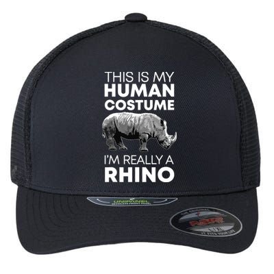 Funny Human Costume Rhino Vintage Rhinoceros Love Flexfit Unipanel Trucker Cap